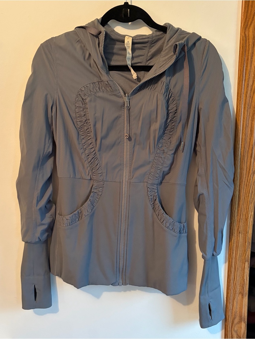 lululemon athletica Light Gray Hooded Bomber Jacket